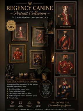 Portrait Collection - Victorian-Inspired Dog Portraits (Red)